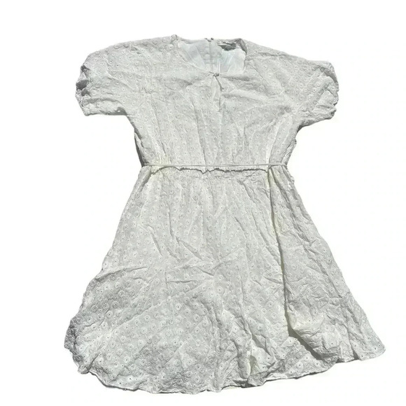 Madewell Dress 6 Cottage Core Embroidered Eyelet Sash Belt Keyhole Puff Slv Line - Picture 9 of 15